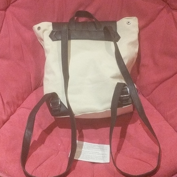 Faux leather canvas backpack - Picture 3 of 3